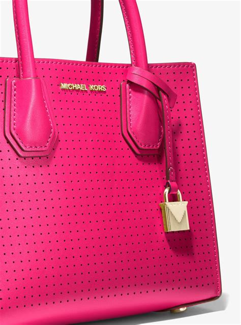 michael kors mercer perforated leather crossbody pink|Mercer Perforated Leather Crossbody Bag .